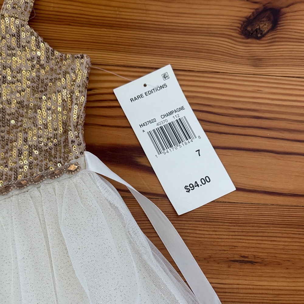 NWT Rare Editions Gold and White Formal Dress size 7 - Picture 4 of 7